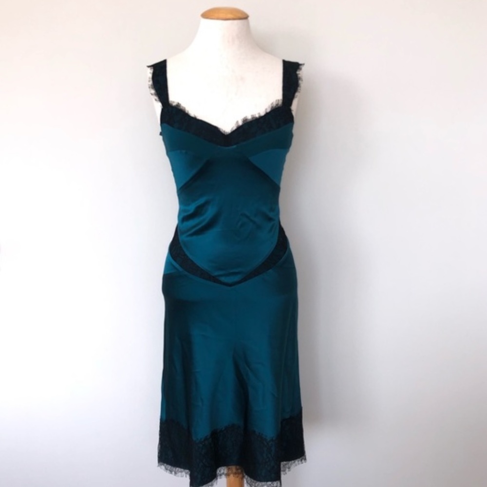 DVF Maire Blue Silk and Lace Slip Dress - Picture 14 of 16